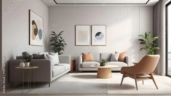 Fototapeta リビングの室内イラスト