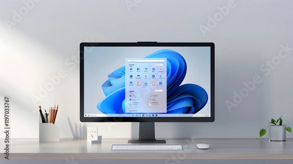 Fototapeta Aesthetic Preview of LX Windows Operating System Interface with Functionalities and App Icons Displayed
