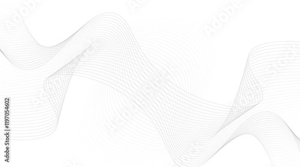 Obraz Abstract wave element for design. Digital frequency track equalizer. Stylized line art background. Vector illustration. Wave with lines created using blend tool. Curved wavy line, smooth stripe.