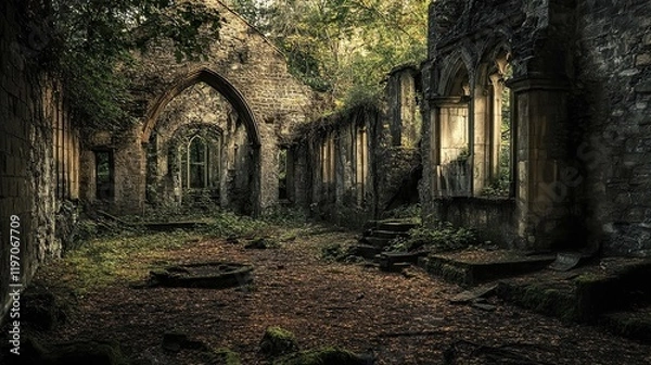 Obraz  Abandoned monastery in the forest