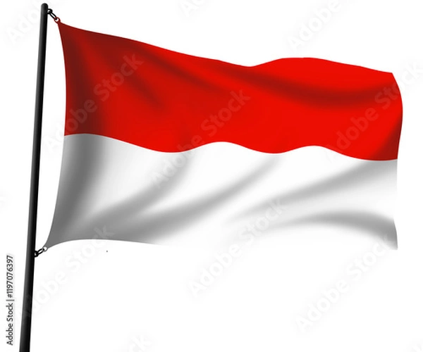 Obraz Indonesian 3d flag with pole