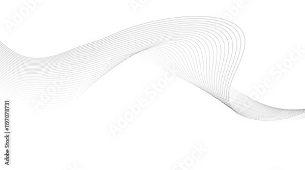 Fototapeta Stylized line art background. Vector illustration. Wave with lines created using blend tool. Curved wavy line, smooth stripe.