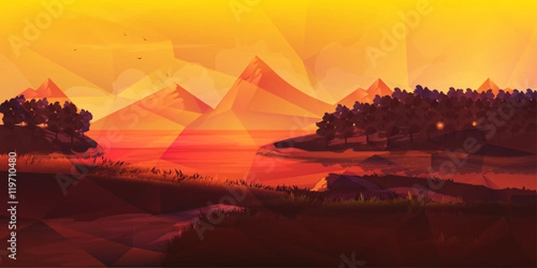 Obraz Low poly NatureLandscape