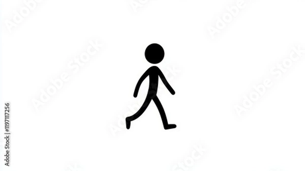 Obraz Black and white icon depicting a stick figure walking, representing a shocking trespasser in a simple and clear design suitable for various contexts