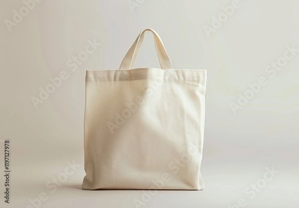 Fototapeta White tote bag color tone with soft neutral background