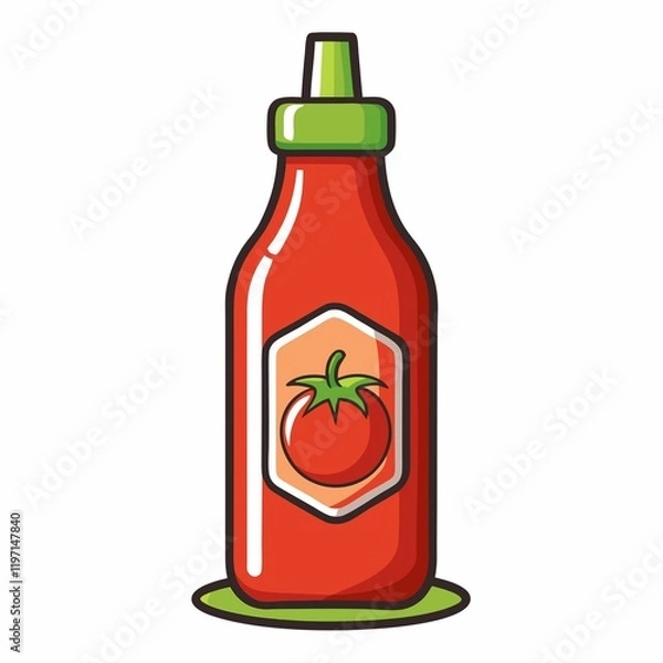 Obraz tomato ketchup bottle illustration on white background