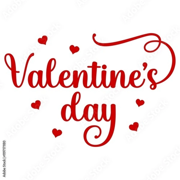 Fototapeta Valentine’s Day typography text on plain white transparent isolated background for card, shirt, hoodie, sweatshirt, apparel, tag, mug, icon, poster or badge
