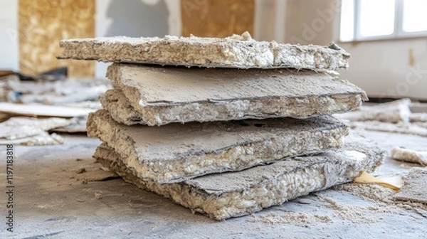 Obraz Asbestos Sheets in Demolition Site: Understanding the Risks and Safety Measures for Effective Removal and Containment