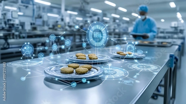 Obraz Smart Factory Food Production Illustration