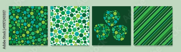Obraz Green color set polka dots cute on white and dark background. Abstract dot patterns creative design template.