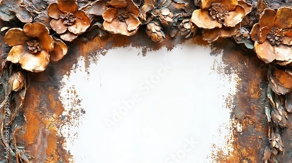 Fototapeta Rustic Floral Bronze Frame: A Decorative Masterpiece