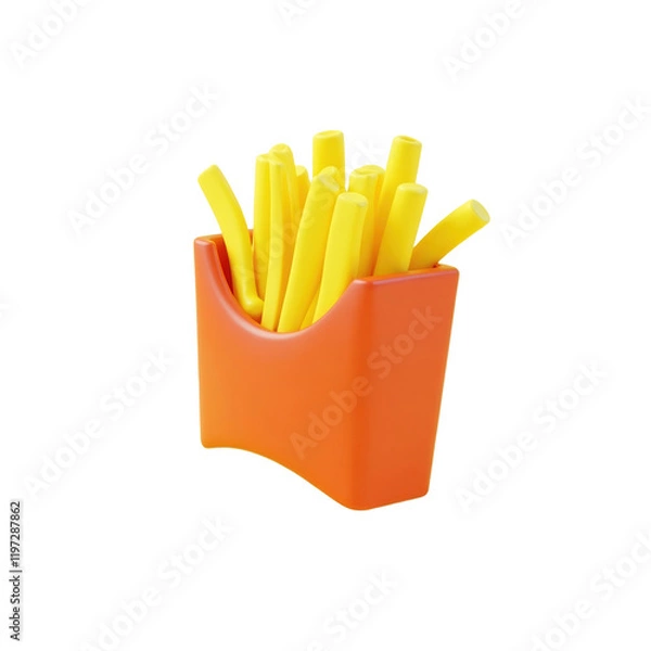 Fototapeta cartoonish container filled with bright yellow french fries