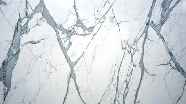 Fototapeta 3D marble-textured wall with fine gray veining on a pure white surface, offering timeless elegance.