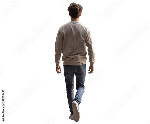 Fototapeta Man Walking Away - Back View - Casual Style , isolated on white background PNG