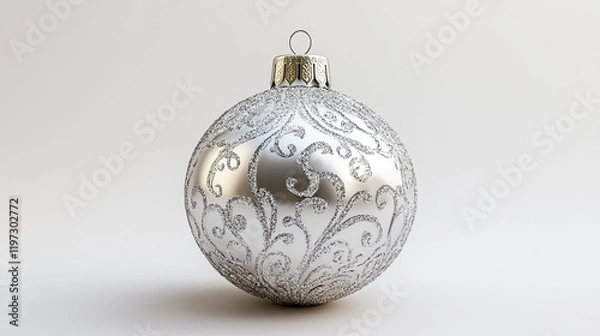 Obraz Silver frosted Christmas ornament, isolated on a transparent background (PNG).