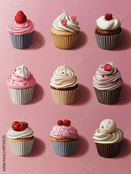 Fototapeta Cupcake sticker icon set