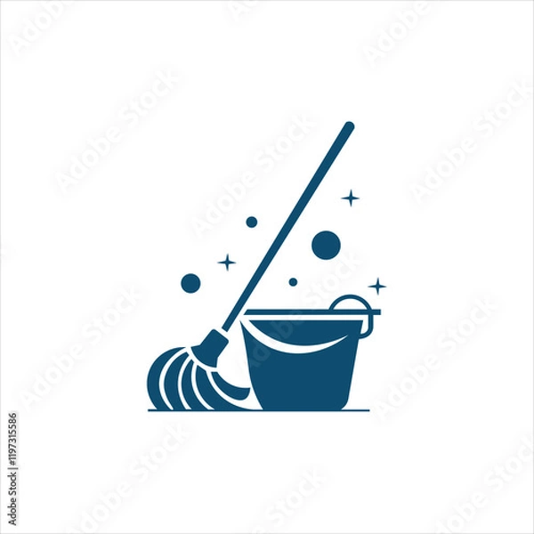 Obraz House cleaning brush icon vector