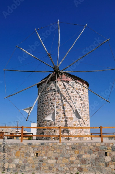Fototapeta the windmill of Antimachia in Kos Island, Greece