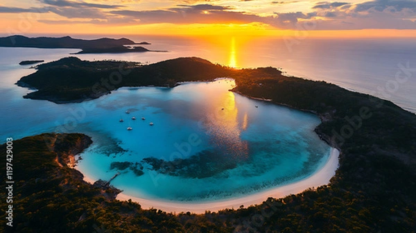 Obraz Split Sea at Sunset with Boats
