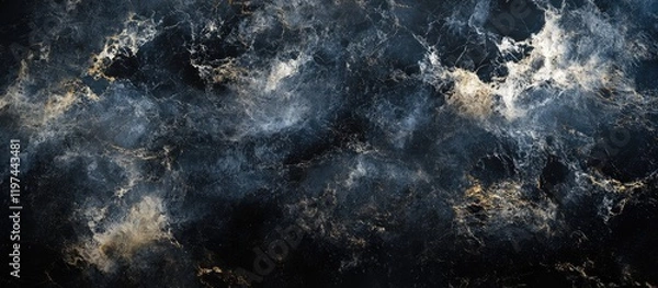 Fototapeta Black marble texture background with deep black and gold veining, featuring a large empty space for text, ideal for premium wallpaper or design projects.
