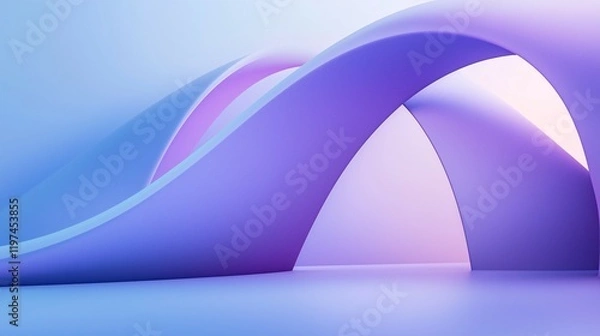 Fototapeta  Modern abstract background with intertwining purple and blue arches, creating a futuristic, smooth, and visually dynamic composition
