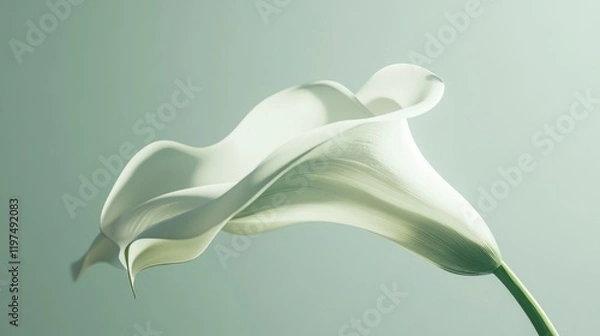 Obraz Elegant white calla lily on soft green background with ample copy space for text placement. Ideal for botanical or nature-related designs.