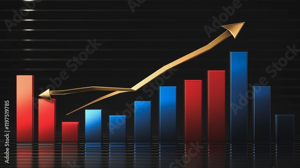 Fototapeta Abstract black background with Colorful charts and graphs with statistics to innovative analyze business potential and forecast future development of companies growth.