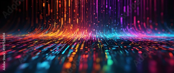 Fototapeta Colorful streaming bytes of binary code.