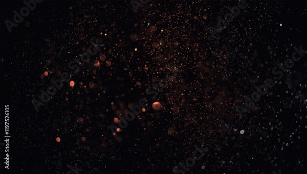 Obraz Holiday abstract bokeh on black background. Festive sparkling gold dust. Holiday concept