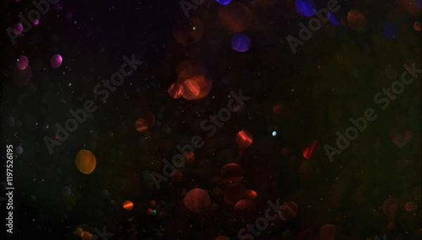 Obraz Holiday abstract bokeh on black background. Festive sparkling gold dust. Holiday concept