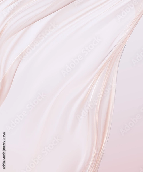 Fototapeta Delicate background featuring flowing, creamy-white fabric or silk-like textures. Smooth fabric, undulating curves and soft, pearlescent highlights,  elegant and ethereal aesthetic. 3d rendering