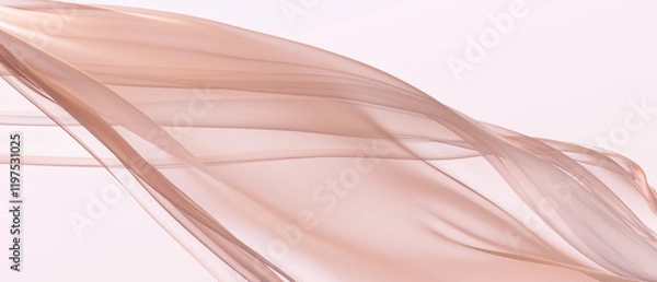 Fototapeta Abstract 3d rendering background beige fabric texture. Soft and gentle flowing veil for beauty or luxury themed projects