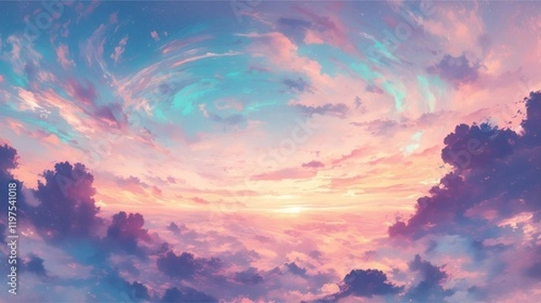 Obraz Dreamlike Swirling Clouds at Sunset