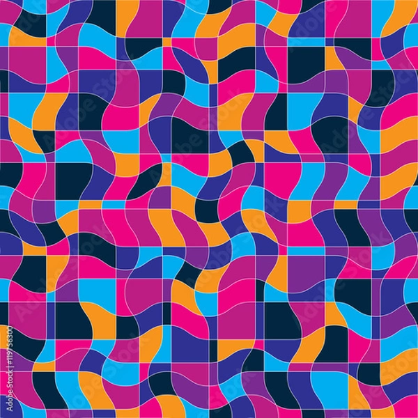 Fototapeta Bright vector endless pattern created with thin undulate stripes