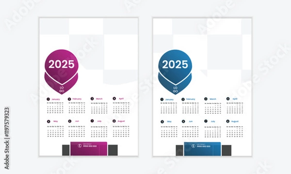 Fototapeta Calendar 2024 - Abstract Geometric Bauhaus Shape Style. Vector Color Art Design