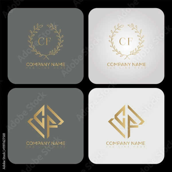 Fototapeta CF luxury typography letter logo. CF Creative style logo but still simple lettering and modern.