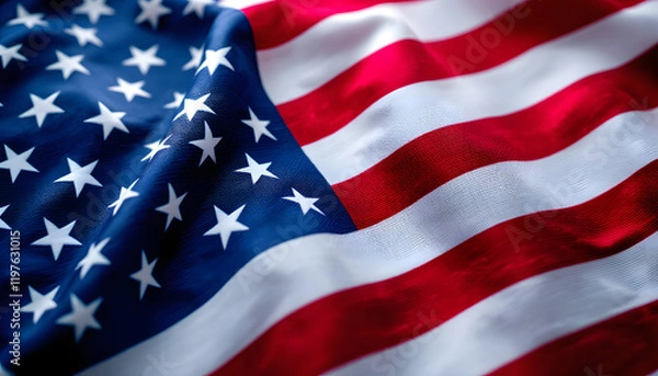 Fototapeta Close-up of the American Flag, Displaying Patriotism.