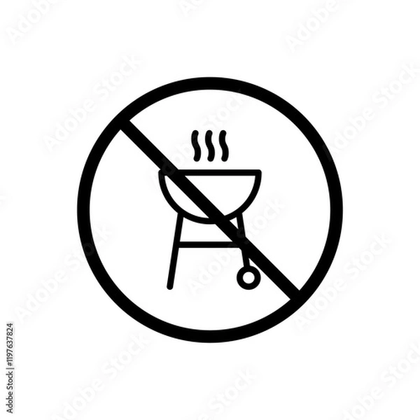 Obraz No barbecue with fire sign vector in black colors