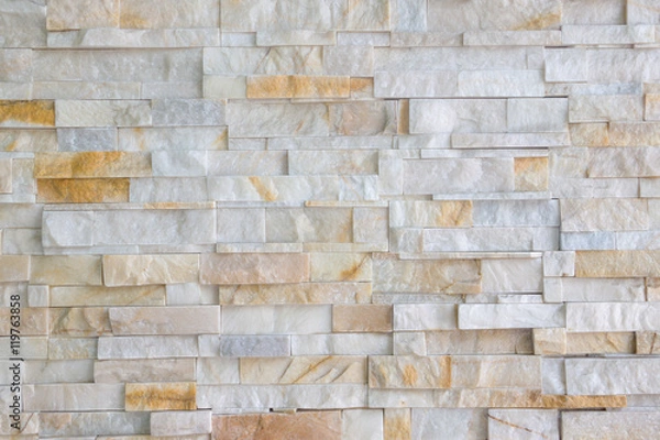 Fototapeta Pattern of grey and rough sandstone wall texture and backgroundม stone Cladding wall