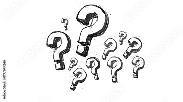 Obraz Question Mark: A symbol of Questions and Curiosity, Unlocking Knowledge and Solutions, brainstorming, reflective thinking.