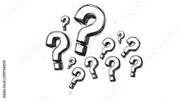 Fototapeta Question Mark: A symbol of Questions and Curiosity, Unlocking Knowledge and Solutions, brainstorming, reflective thinking.