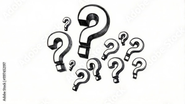 Obraz Question Mark: A symbol of Questions and Curiosity, Unlocking Knowledge and Solutions, brainstorming, reflective thinking.