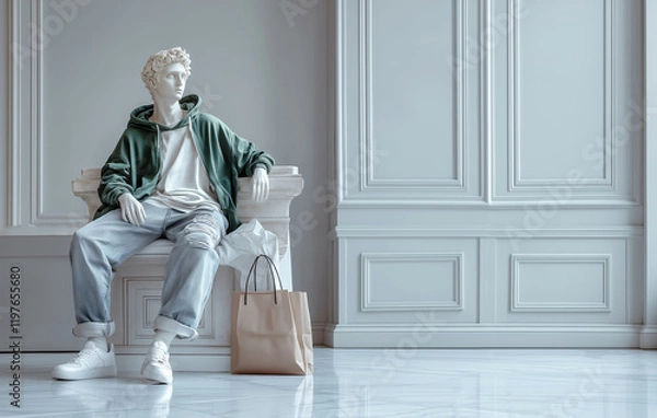 Obraz Roman Statue Shopping Concept in Casual Clothing
