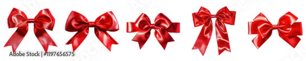 Fototapeta Valentine elements. Collection set various red decorative bows.