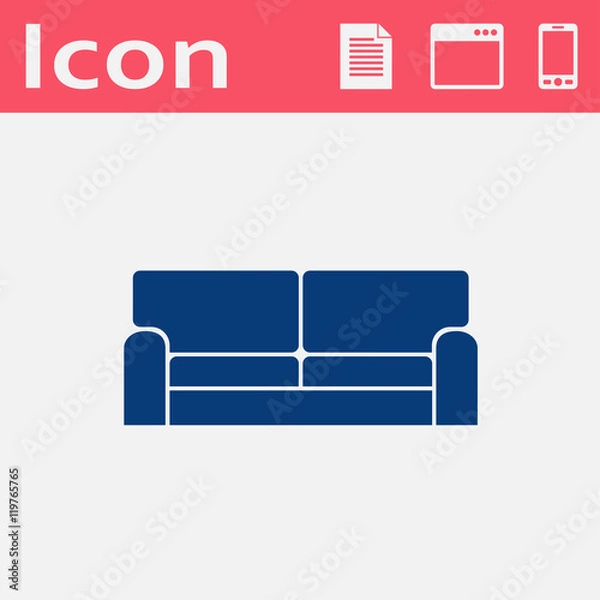 Fototapeta vector flat icon of sofa. Web UI home furniture illustration