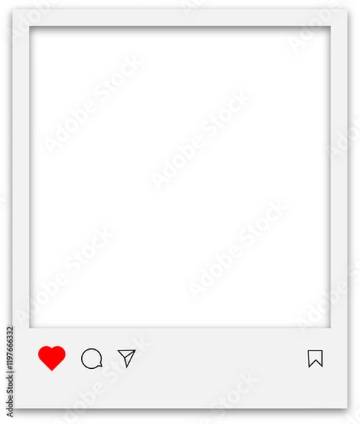 Fototapeta Instagram Square Post Frame with Transparent Background - Instagram Post Mockup - Polaroid Photo Frame with drop shadow effect