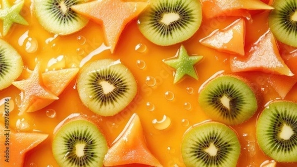 Obraz Sliced kiwi and papaya in vibrant, juicy arrangement