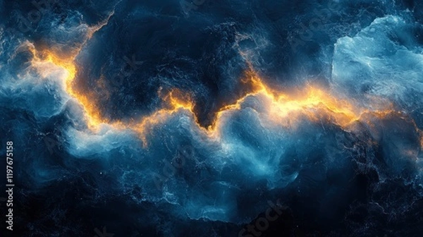 Fototapeta Stunning cosmic scene showcasing swirling clouds of blue and orange light in a vast universe