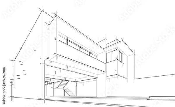 Fototapeta abstract architecture sketch 