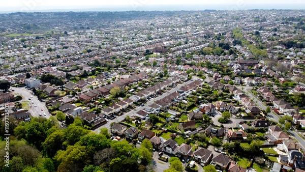 Obraz aerial view of low density suburban housing , a suburb of Bournemouth, UK